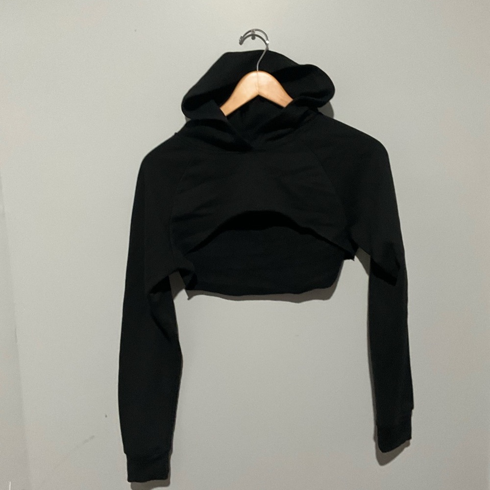 Black crop top hoodie